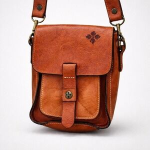 Patricia Nash Tan Leather Crossbody Bag Small Messenger Flap Purse Boho Hippie